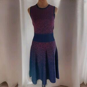 Ann Taylor Knit‎ Dress Size S Navy Burgandy A-line Stretch Office Career